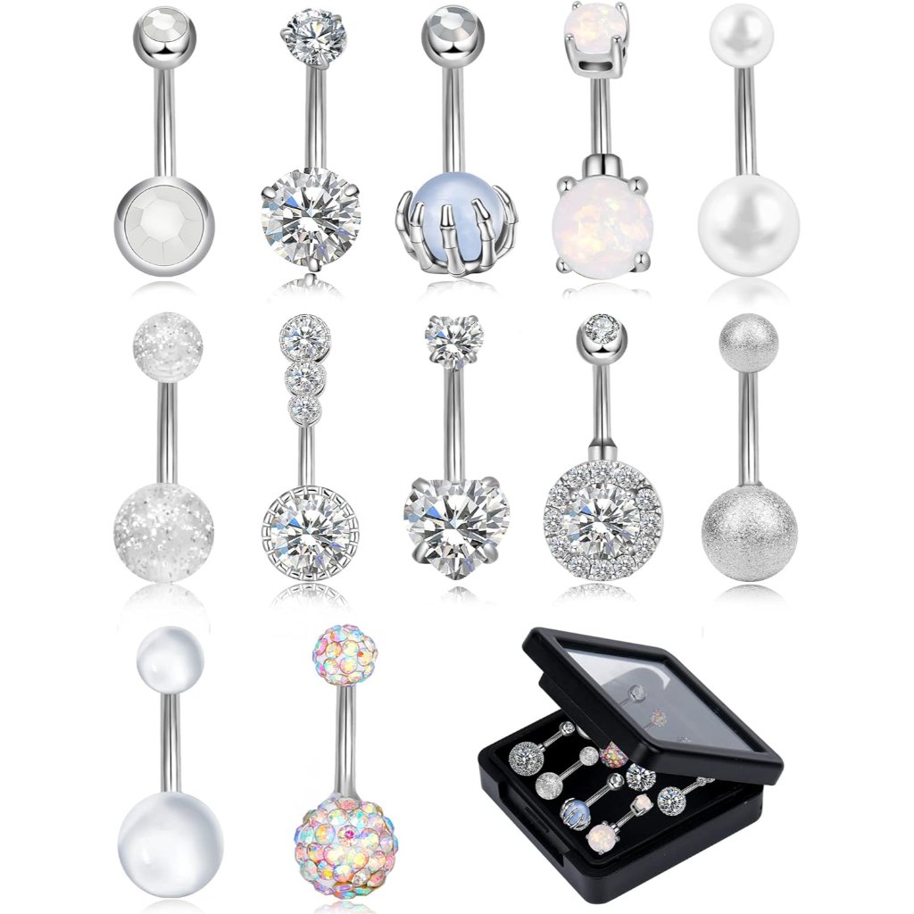 312 Pcs 14g Belly Button Rings Belly Rings For Women Cz Opal Navel Rings Belly